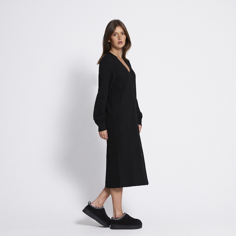 Ribbed knit cardigan dress "Lindsey" Black